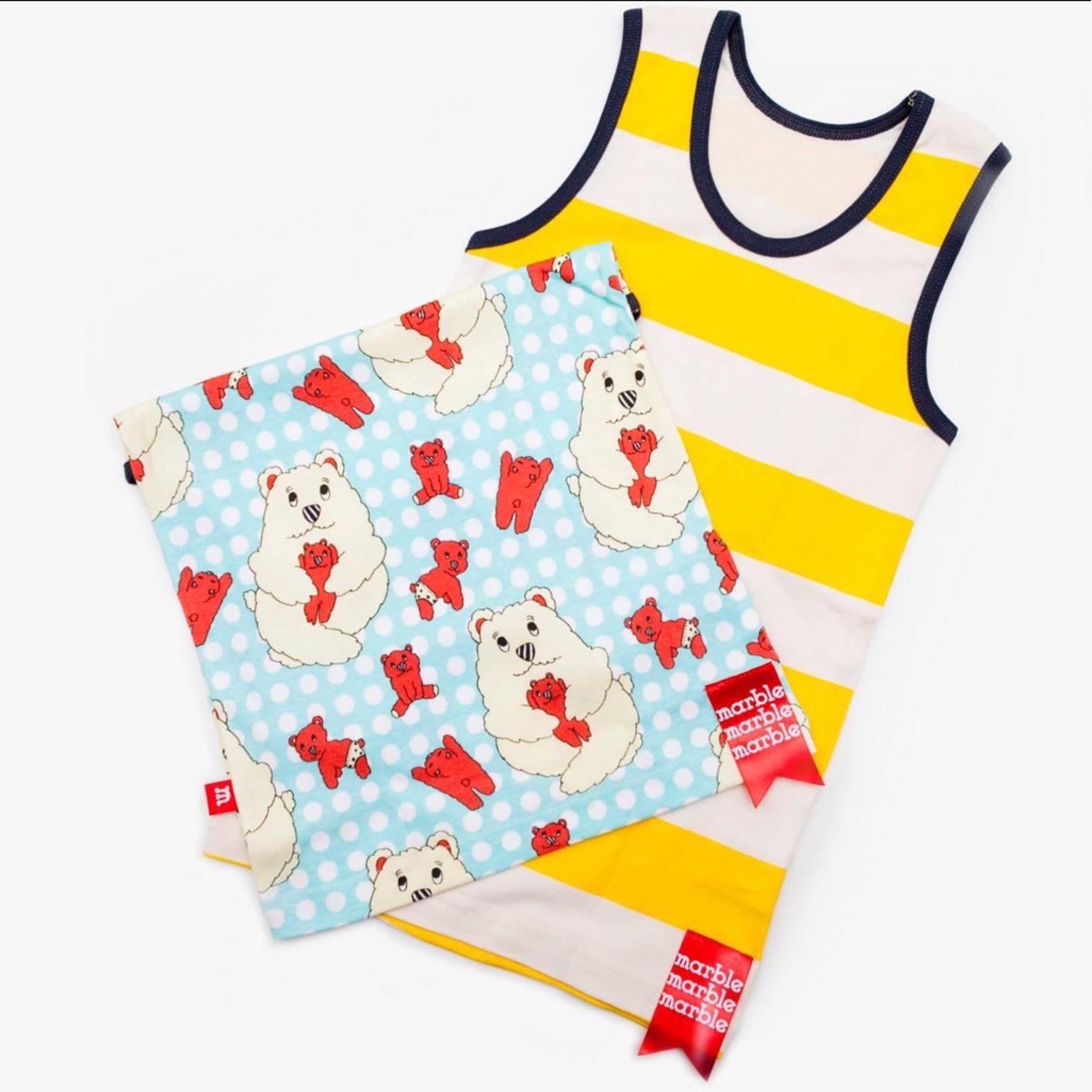Japanese Brand Marble Kids Beartank Top 2set Each